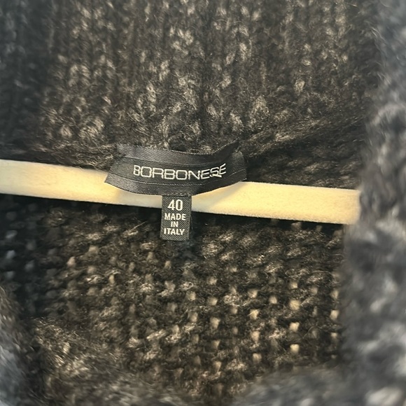 BORBONESE black and grey knit 100% cashmere cowl neck sweater - Picture 3 of 6